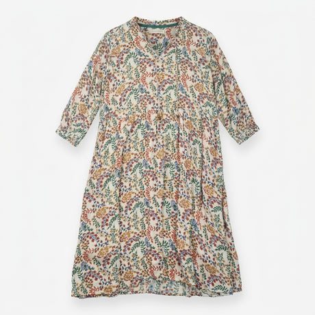 Brakeburn Ivory Floral Metallic Lurex Tiered Midi 