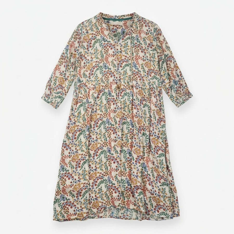 Brakeburn Ivory Floral Metallic Lurex Tiered Midi 