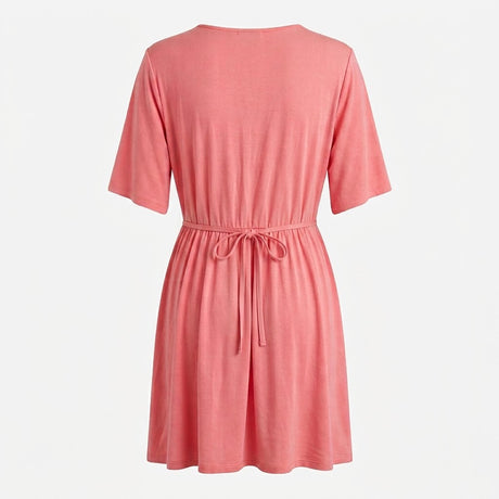 Tunic Top Coral Pink Wrap Front Stretch Maternity