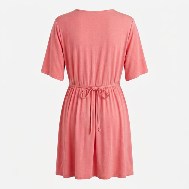 Tunic Top Coral Pink Wrap Front Stretch Maternity