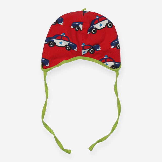 Red with Police Cars Baby Bonnet
