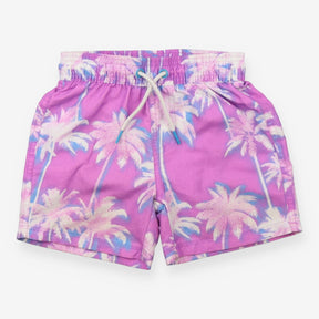 Swim Short Purple Palm Trees