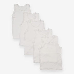 Vest white with bow x5 pk