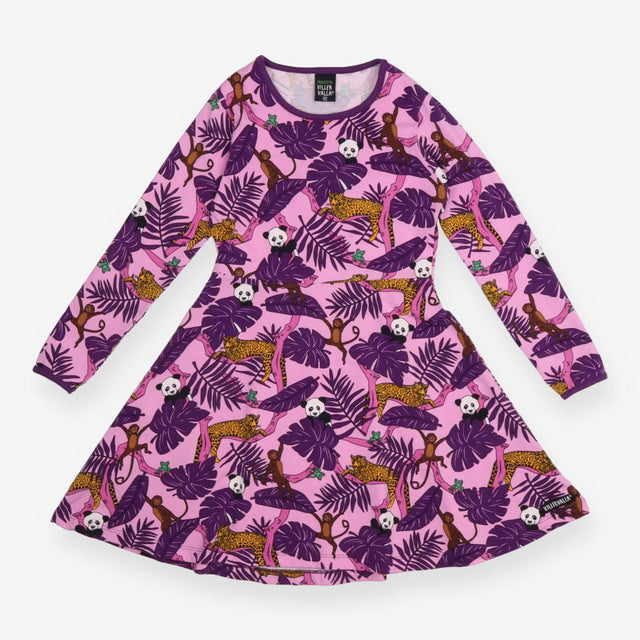 Purple leaf safari animal dress