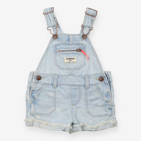Denim Shortie Dungarees with Neon Zip