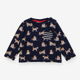 T-shirt Navy Dog Striped Pocket