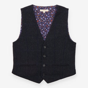 Waistcoat Grey and Navy Checks with Purple Flowers