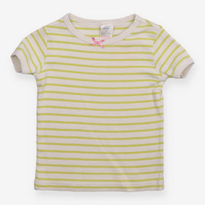 Green Striped T-shirt with Pink Bow