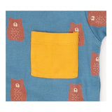 T-shirt blue bear with yellow pocket