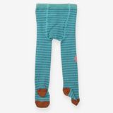 Tights Blue and Green Stripe Flowers