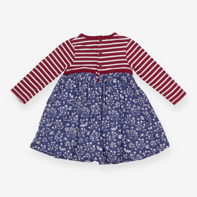Dress long sleeve striped with blue floral cord 