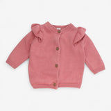Cardigan Pink Knit Frill Shoulders