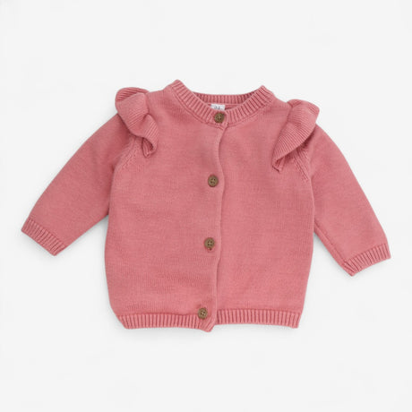 Cardigan Pink Knit Frill Shoulders
