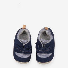 Blue & Grey Suede First Walkers with brown stitchi