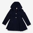 Peplum Navy Coat Pleated Skirt Silver Buttons