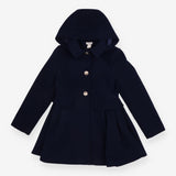 Peplum Navy Coat Pleated Skirt Silver Buttons