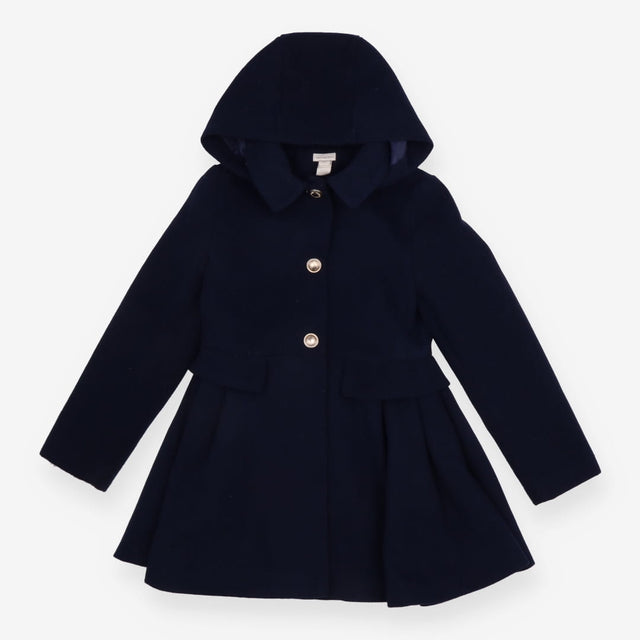 Peplum Navy Coat Pleated Skirt Silver Buttons