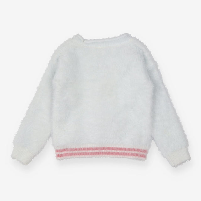 Blue fuzzy pompom sweater