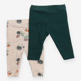 Leggings Green Ribbed and Beige Orange Appliques 2
