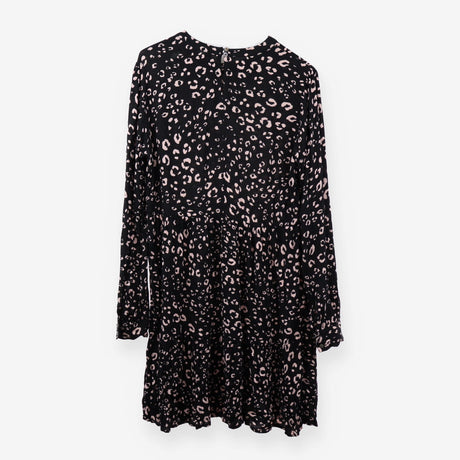Black Leopard Print High Neck Viscose Midi Materni