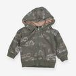 Hoodie Zipped Green with Vehicles
