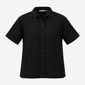 Charcoal Textured Short Sleeve Relaxed Button Thro