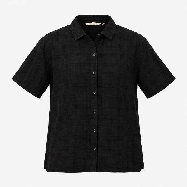 Charcoal Textured Short Sleeve Relaxed Button Thro