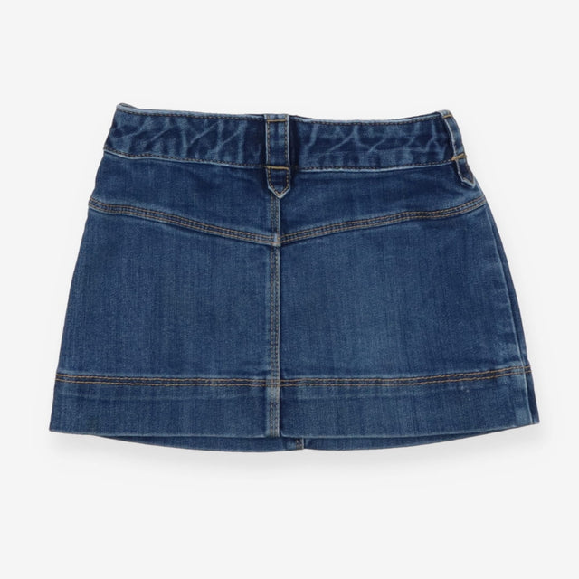 Denim mini skirt with pink rabbit logo