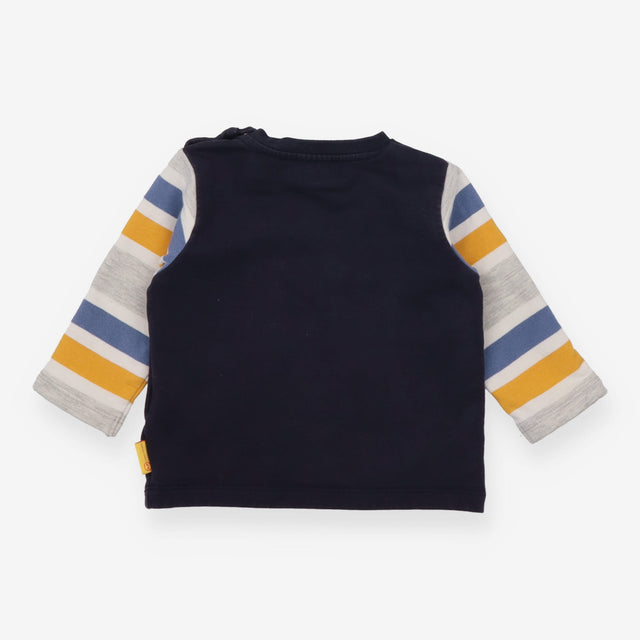 Sweatshirt navy stripe sleeves teddy