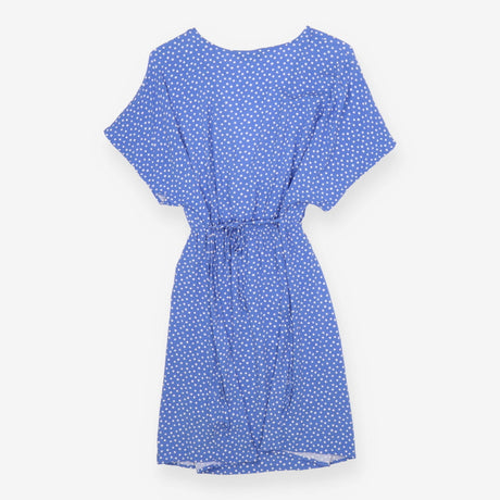 Wrap Dress Blue White Polka Dot Short Sleeve