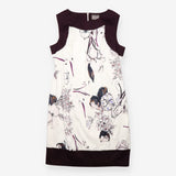 Phase Eight Dress Floral Sketch Shift White Plum