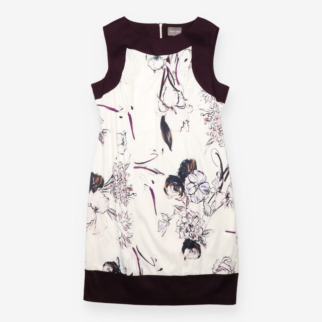Phase Eight Dress Floral Sketch Shift White Plum