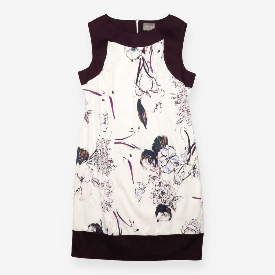 Phase Eight Dress Floral Sketch Shift White Plum