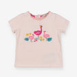 T-shirt pink stripe flamingo family