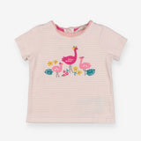 T-shirt pink stripe flamingo family