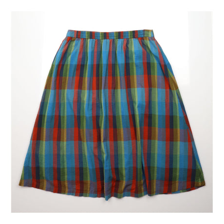 Skirt Pebble Drop Check Seersucker Cotton Midi
