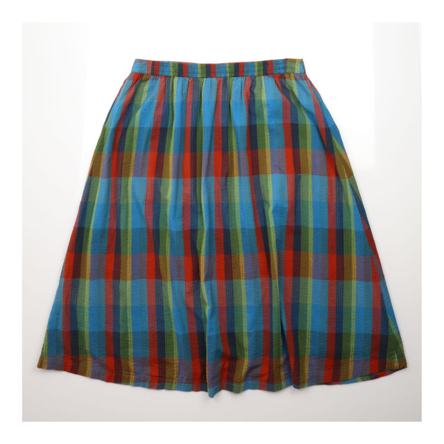 Skirt Pebble Drop Check Seersucker Cotton Midi