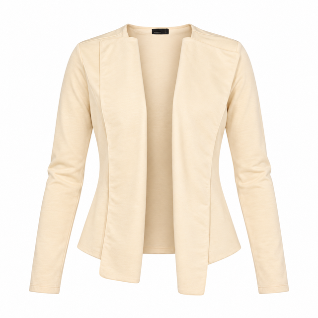 Beige Fine Knit Vega Drapey Open Front Waterfall C
