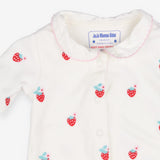 White Collared Strawberry Sleepsuit
