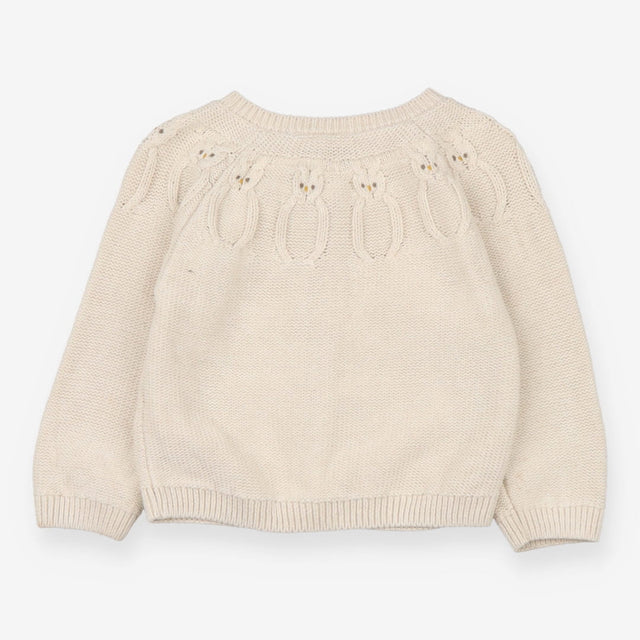 Cream knitted cardigan with owls