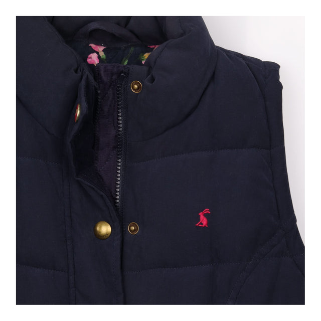 Padded Gilet Navy Blue Floral Lining Corduroy Trim