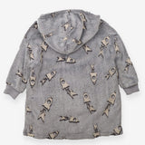 Grey fleece snuggle hoodie stars and rockets