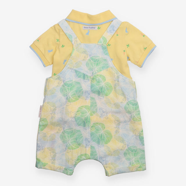 Outfit Dungaree and Polo Shirt Yellow/Green Peter 