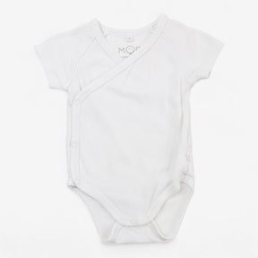 Bodysuit white wrap short sleeve