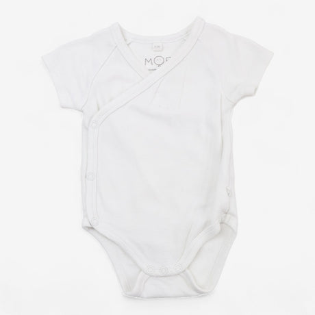 Bodysuit white wrap short sleeve