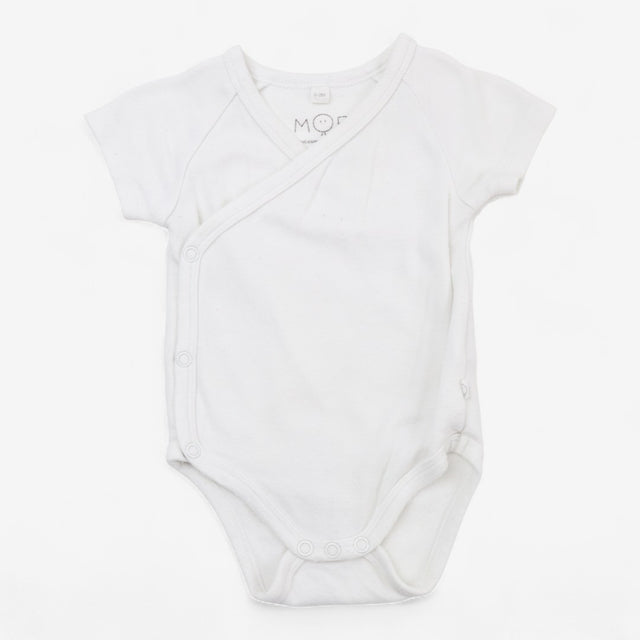 Bodysuit white wrap short sleeve