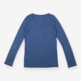 T-shirt blue pointelle with lace trim
