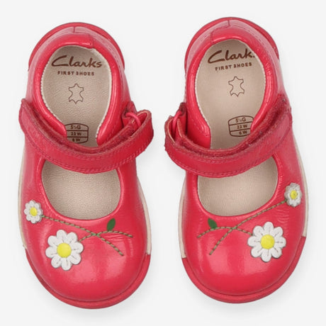 Shoes hot pink patent flowers velcro