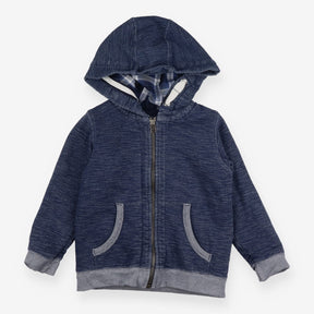 Zip up Hoodie Marl Blue Fleece Lined