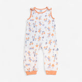 Romper white with grey an orang mice